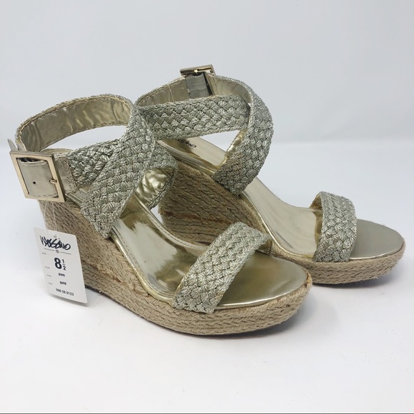 Mossimo Supply Co. Shoes - MOSSIMO GOLD BRAIDED WEDGE PLATFORM SANDALS